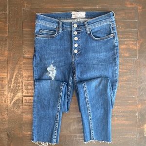 High rise  button fly skinny jeans